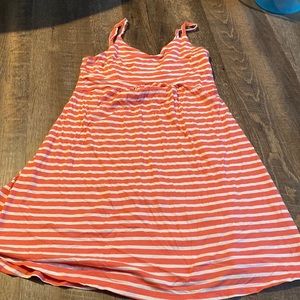 Coral and white striped summer dress